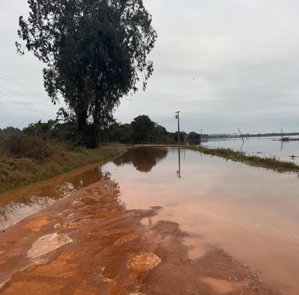 Quatro estradas estão bloqueadas pela cheia em Cachoeira do Sul 