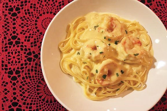 Fettuccine com camarão
