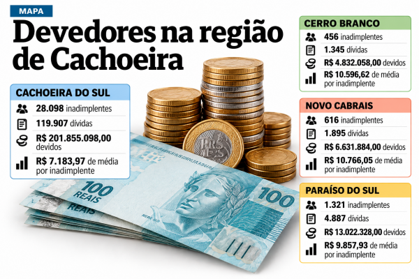 Dívida dos consumidores cachoeirenses é de R$ 201 milhões