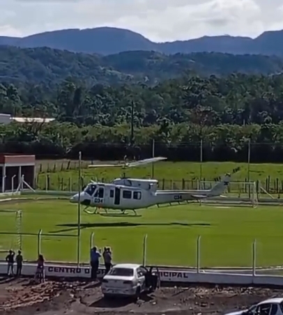 Gestante de alto risco é transportada de helicóptero em Cabrais