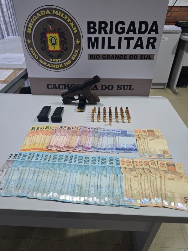 BM apreende pistola e dinheiro em Cachoeira do Sul 