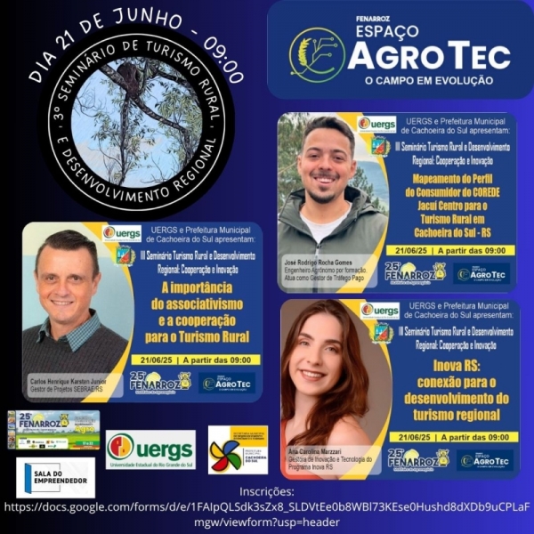 3ª Seminário de Turismo Rural e Desenvolvimento Regional  será na Fenarroz
