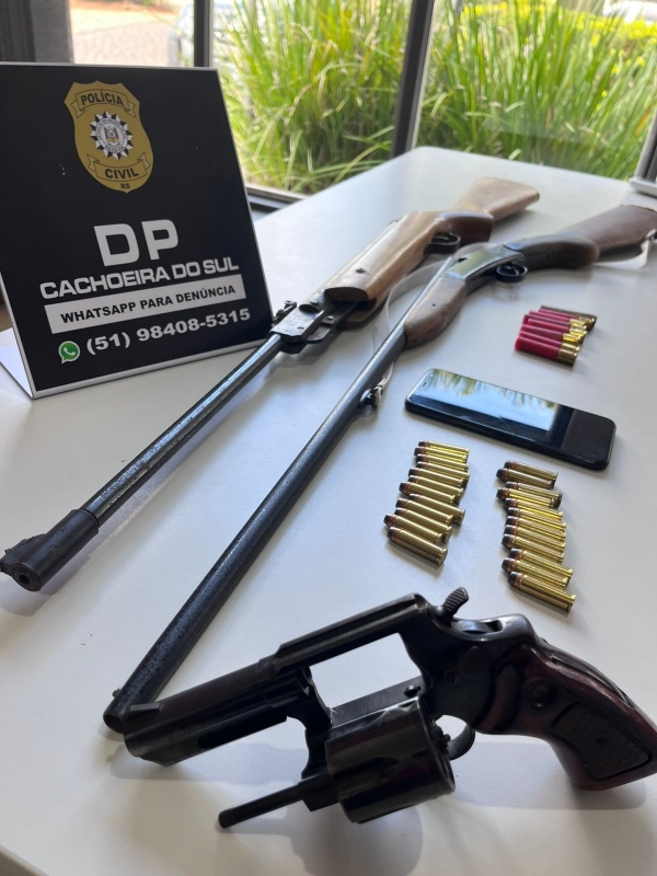 Três armas são apreendidas pela Polícia em Cachoeira do Sul