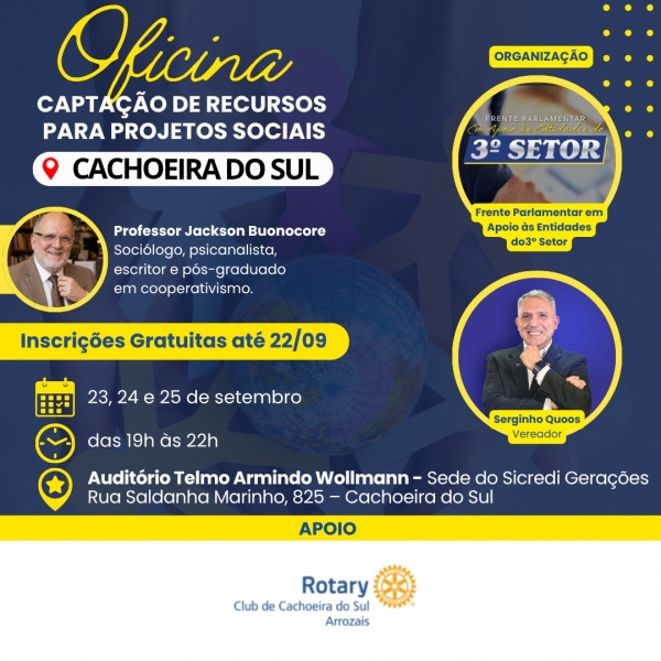 Abertas inscrições para oficina de captação de recursos