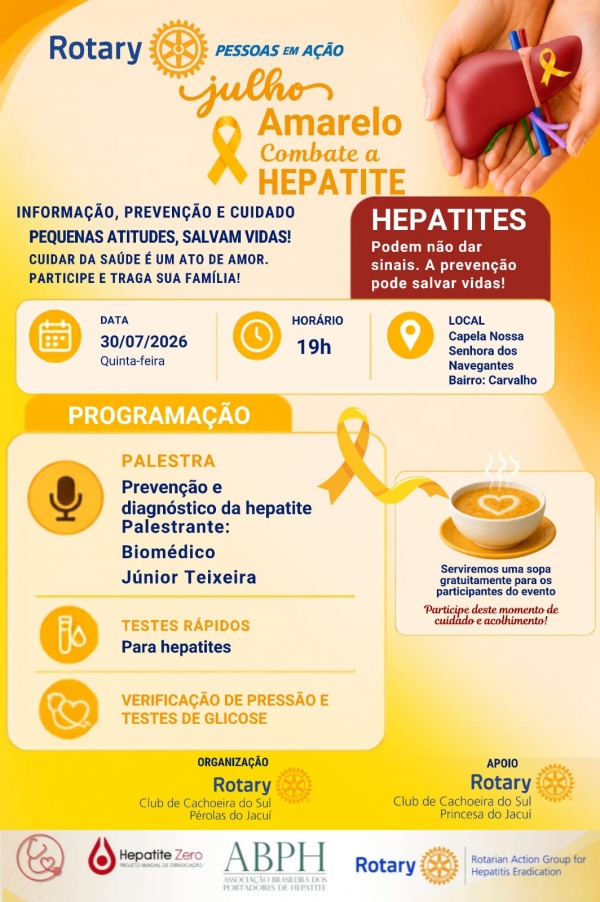 Julho Amarelo alerta sobre a hepatite na quinta-feira 