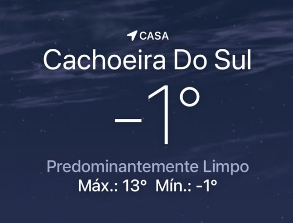 Cachoeira do Sul amanheceu com -0,95°C nesta quarta-feira