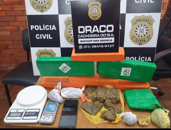 Polícia Civil apreende cinco quilos de maconha em Cachoeira do Sul 