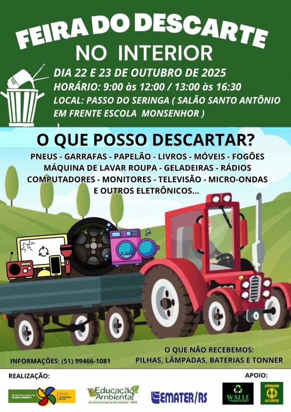 ​Feira do Descarte no Passo do Seringa será quarta e quinta-feira