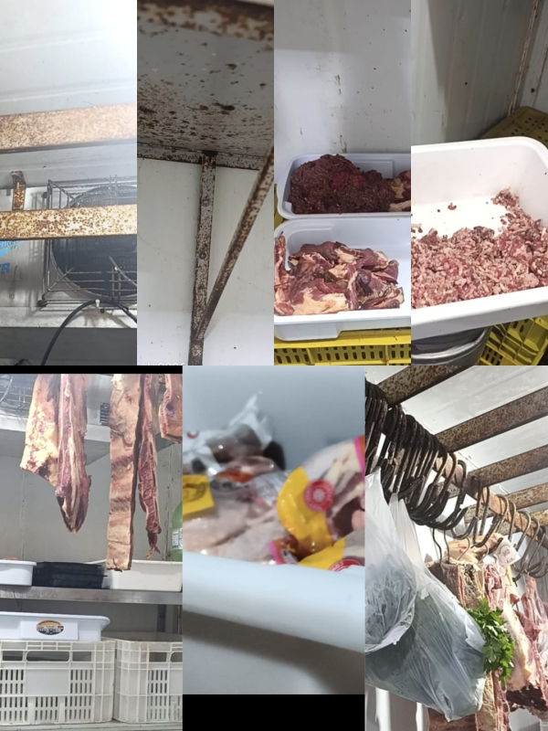 Vigilância Sanitára apreende carne e intedita açougue no Centro