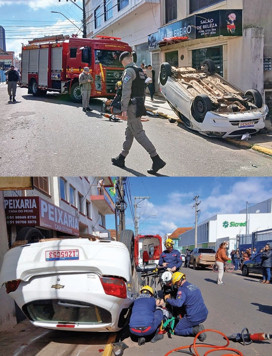 Carro capota na Saldanha