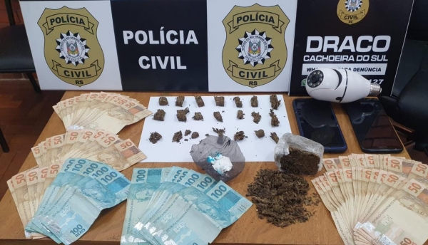 Suspeito de tráfico é preso com drogas e R$ 5,8 mil pela Polícia Civil 