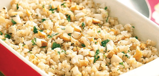 Arroz cremoso natalino com frango e castanhas